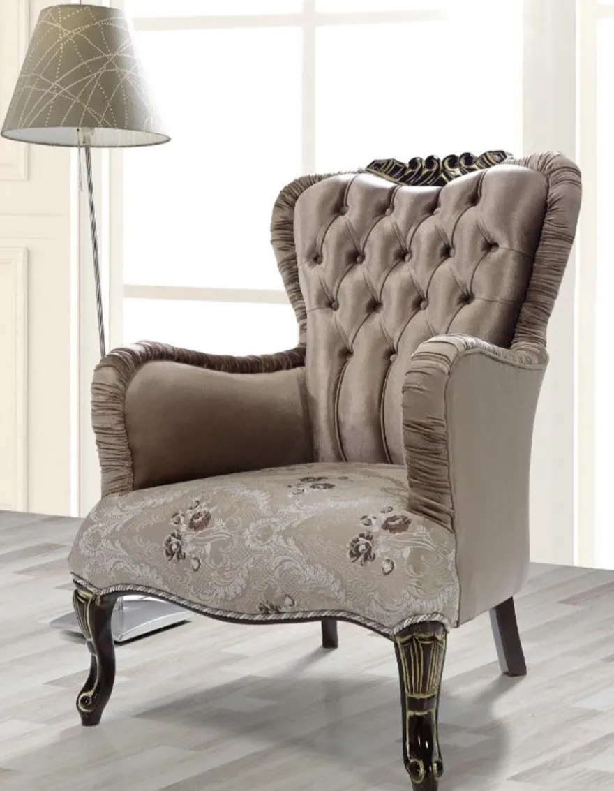Casa Padrino Barock Wohnzimmer Set Braun / Beige / Schwarz / Gold - 2 Sofas & 2 Sessel & 1 Couchtisch - Wohnzimmer Möbel im Barockstil