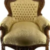 Casa Padrino Barock Wohnzimmer Sessel Gold Muster / Braun - Prunkvolle Barock Möbel
