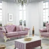 Casa Padrino Barock Wohnzimmer Sofa mit Glitzersteinen Rosa / Weiß / Gold 228 x 105 x H. 85 cm - Edel & Prunkvoll