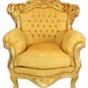 Casa Padrino Barock Wohnzimmer Set Bouquet Muster in Gold - 3er Sofa und 2 Sessel - 200/90 cm