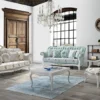 Casa Padrino Barock Wohnzimmer Set Hellgrün / Hellgrau / Weiß / Gold - 2 Sofas & 2 Sessel & 1 Couchtisch - Wohnzimmer Möbel im Barockstil