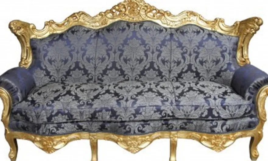 Casa Padrino Barock Wohnzimmer Set Royal Blau Muster / Gold - 3er Sofa, 2er Sofa, 1 Sessel - Hochwertige Luxusmöbel