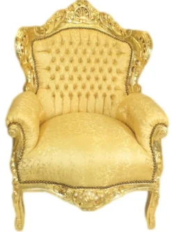 Casa Padrino Barock Wohnzimmer Set Gold Muster / Gold - 3er Sofa + 2 Sessel