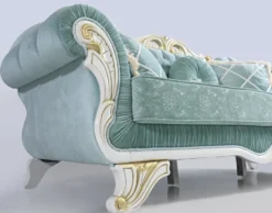 Casa Padrino Barock Wohnzimmer Sofa mit Glitzersteinen Hellgrün / Weiß / Gold 235 x 87 x H. 102 cm - Edle Wohnzimmer Möbel im Barockstil