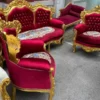 Casa Padrino Barock Wohnzimmer Set Bordeauxrot / Gold - Prunkvolle Barock Möbel