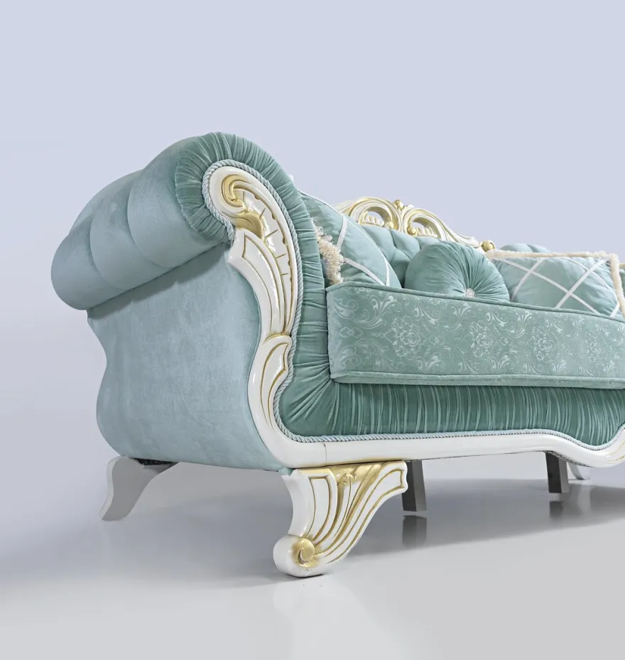 Casa Padrino Barock Wohnzimmer Set Hellgrün / Weiß / Gold - 2 Sofas & 2 Sessel & 1 Couchtisch - Edle Wohnzimmer Möbel im Barockstil