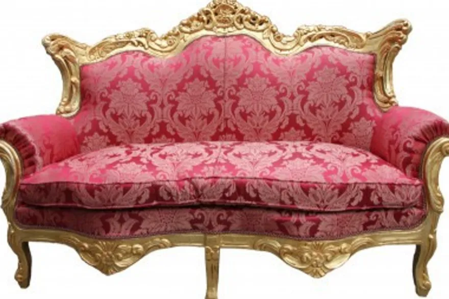 Casa Padrino Barock Wohnzimmer Set Bordeaux Muster/Gold - 3er Sofa, 2er Sofa und Sessel - Masse: 210/182/85 cm