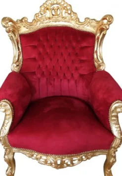 Casa Padrino Barock Wohnzimmer Set Master in Bordeaux Rot und Gold, 3er Sofa, 2er Sofa und Sessel
