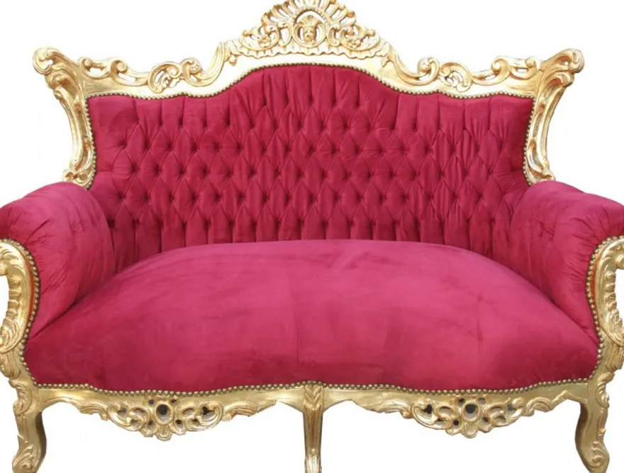 Casa Padrino Barock Wohnzimmer Set Master in Bordeaux Rot und Gold, 3er Sofa, 2er Sofa und Sessel