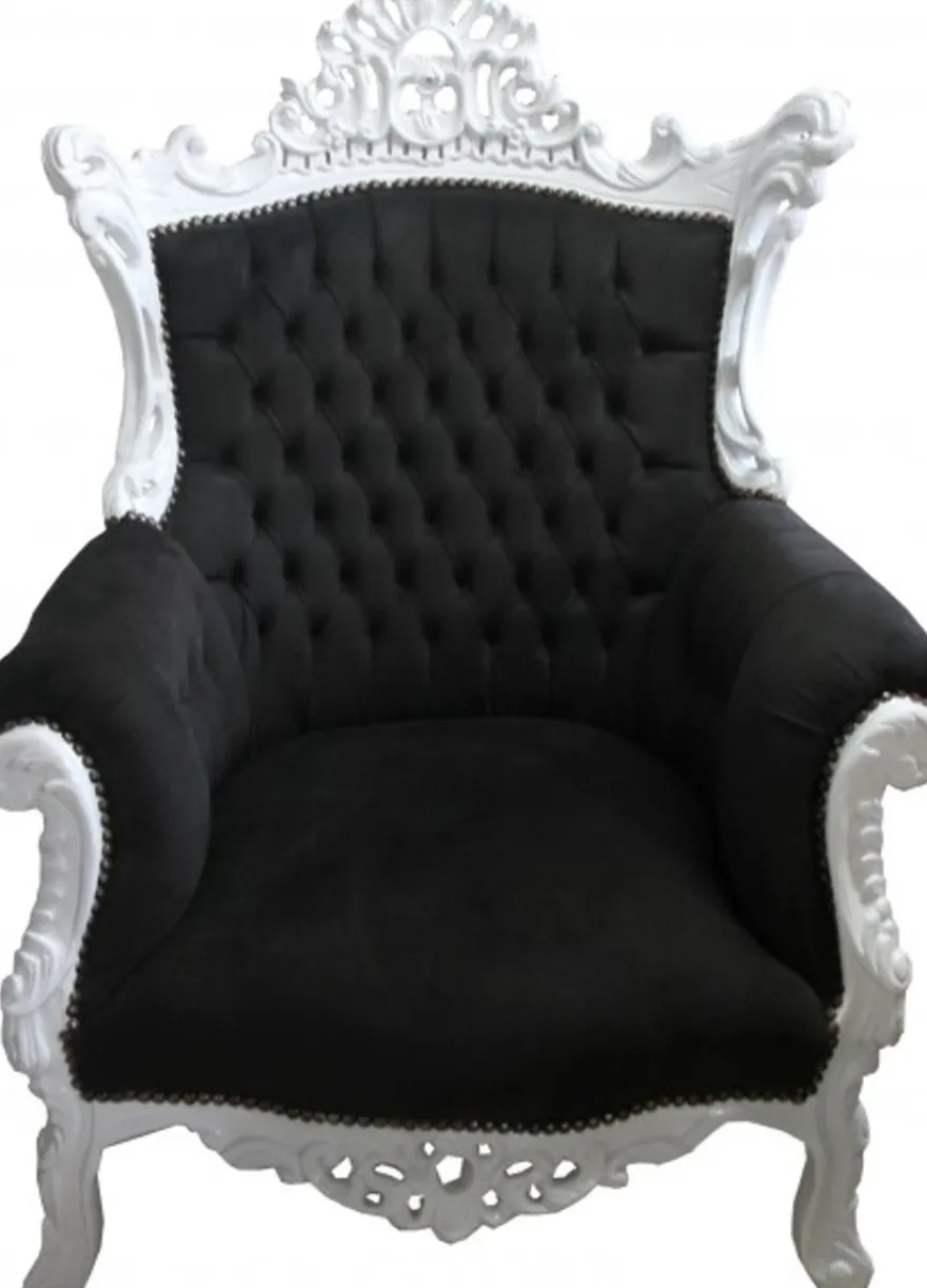 Casa Padrino Barock Wohnzimmer Set Master im Antik Stil Schwarz/Weiss - 3er Sofa, 2er Sofa, 1 Sessel