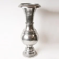 Casa Padrino Barock XXL Blumenvase aus Aluminium Raw Finished, Silber, Höhe 99 cm, Durchmesser 40 cm