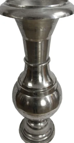 Casa Padrino Barock XXL Blumenvase aus Aluminium Raw Finished, Silber, Höhe 99 cm, Durchmesser 40 cm