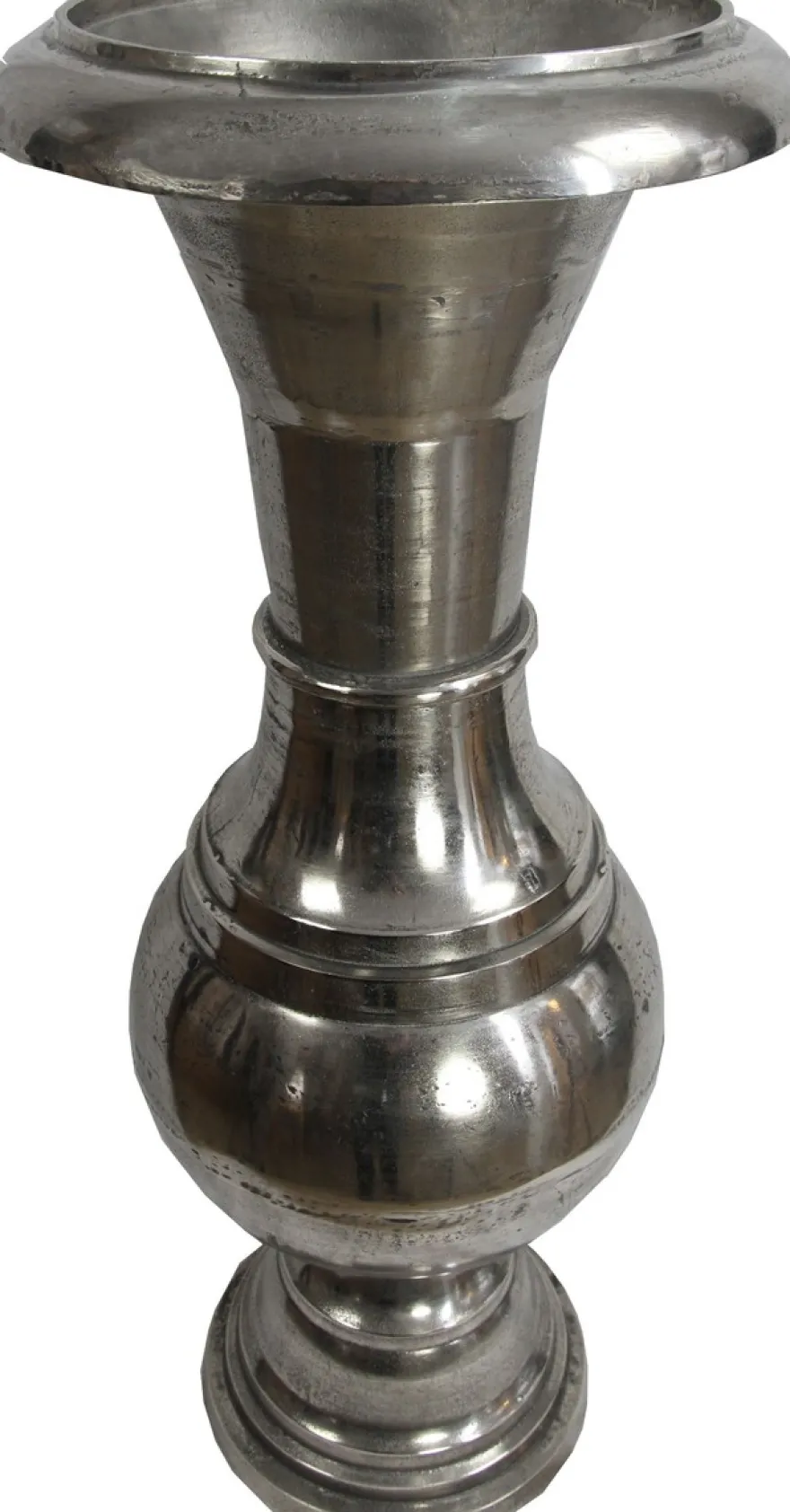 Casa Padrino Barock XXL Blumenvase aus Aluminium Raw Finished, Silber, Höhe 99 cm, Durchmesser 40 cm