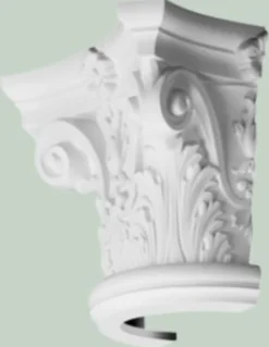 Casa Padrino Barock Zierelement Säulen Kopfteil Weiß 36 x 18 x H. 30 cm - Prunkvolle Wanddeko - Barock Deko