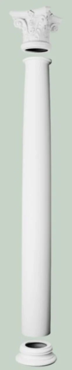 Casa Padrino Barock Zierelement Wanddeko Säule Weiß Ø 22 x H. 202 cm - Runde Deko Säule im Barockstil