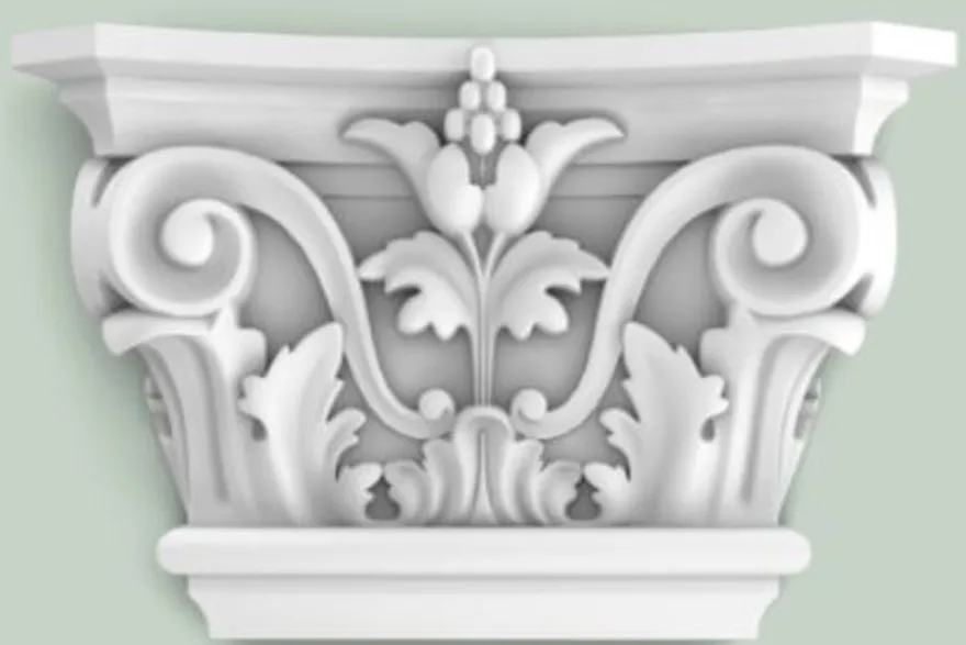 Casa Padrino Barock Zierelement Säulen Kopfteil Weiß 22,8 x 6,2 x H. 14,9 cm - Wanddeko im Barockstil