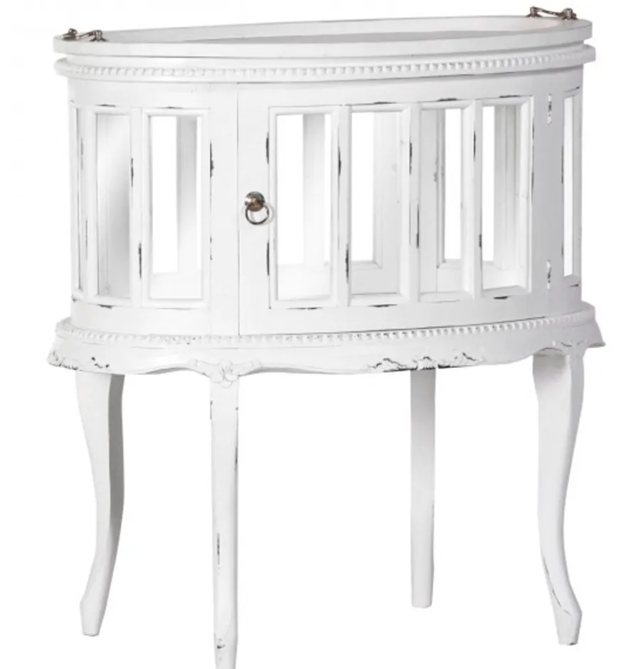 Casa Padrino Bar Schrank Weinschrank Whiskey Schrankbar Shabby Chic Look Weiß - Barock Rokoko Jugendstil Glasschrank