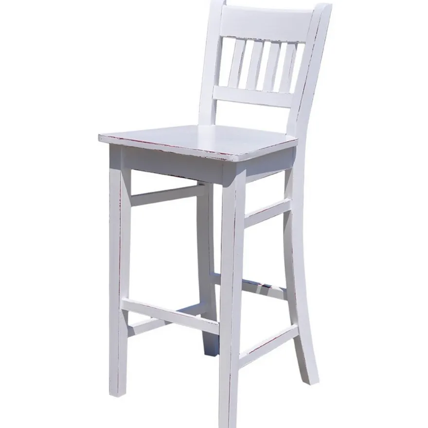 Casa Padrino Bar Stuhl Massivholz - Shabby Chic Landhaus Stil Barhocker