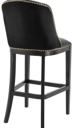 Casa Padrino Barstuhl Schwarz 49,5 x 61 x H. 115 cm - Luxus Barhocker mit Rückenlehne