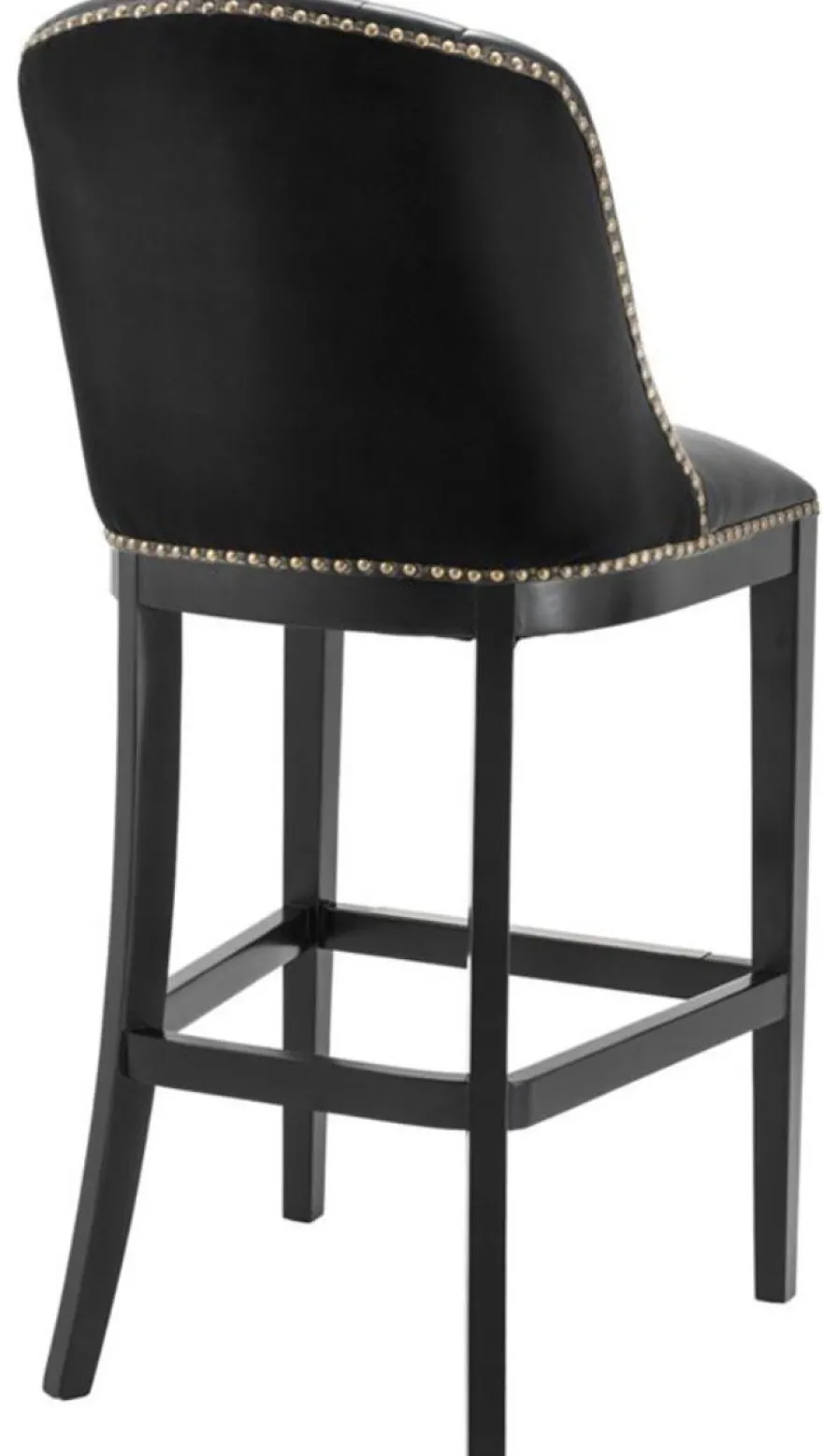 Casa Padrino Barstuhl Schwarz 49,5 x 61 x H. 115 cm - Luxus Barhocker mit Rückenlehne