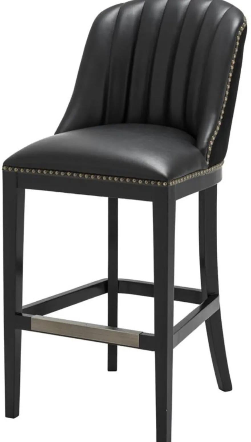 Casa Padrino Barstuhl Schwarz 49,5 x 61 x H. 115 cm - Luxus Barhocker mit Rückenlehne