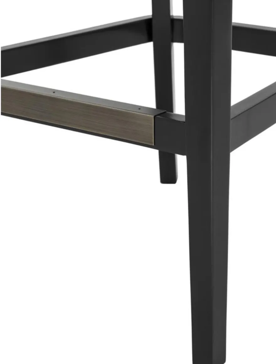 Casa Padrino Barstuhl Schwarz 49,5 x 61 x H. 115 cm - Luxus Barhocker mit Rückenlehne