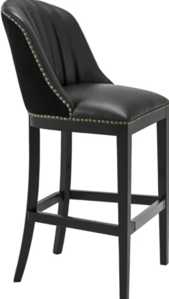 Casa Padrino Barstuhl Schwarz 49,5 x 61 x H. 115 cm - Luxus Barhocker mit Rückenlehne