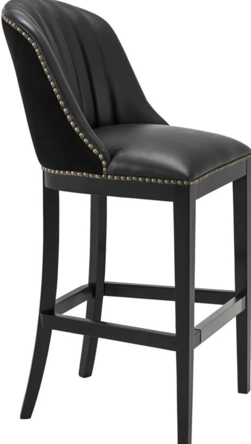 Casa Padrino Barstuhl Schwarz 49,5 x 61 x H. 115 cm - Luxus Barhocker mit Rückenlehne
