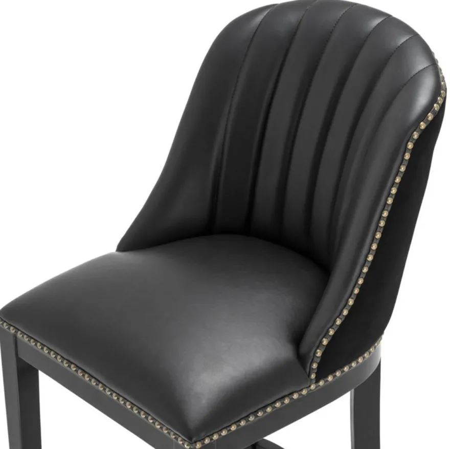 Casa Padrino Barstuhl Schwarz 49,5 x 61 x H. 115 cm - Luxus Barhocker mit Rückenlehne