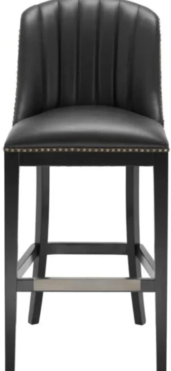 Casa Padrino Barstuhl Schwarz 49,5 x 61 x H. 115 cm - Luxus Barhocker mit Rückenlehne
