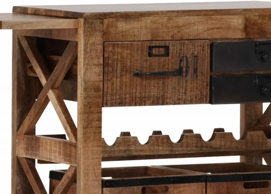 Casa Padrino Bar Trolley Servierwagen aus Mango Massivholz - Hotel & Restaurant Einrichtung Möbel