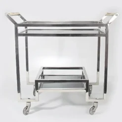 Casa Padrino Barwagen Servierwagen aus Messing vernickelt 74 x 40 x H. 69 cm - Luxus Hotel & Gastronomie Einrichtung