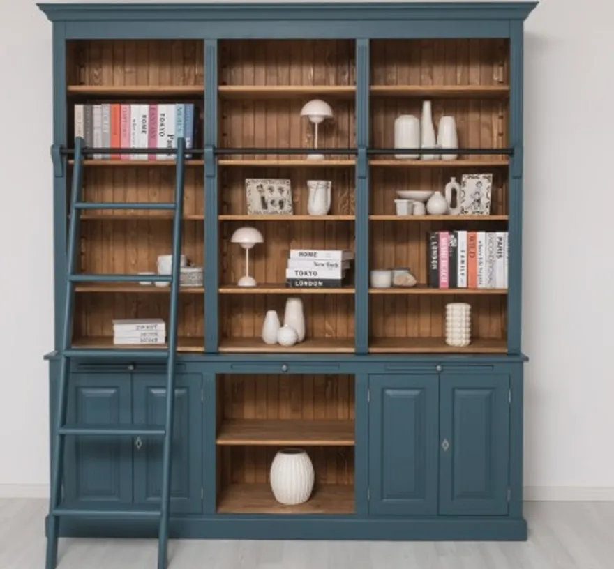Casa Padrino Bücherregal im Landhausstil mit 4 Türen und 1 Ablage, 229 x 51 x 244 cm