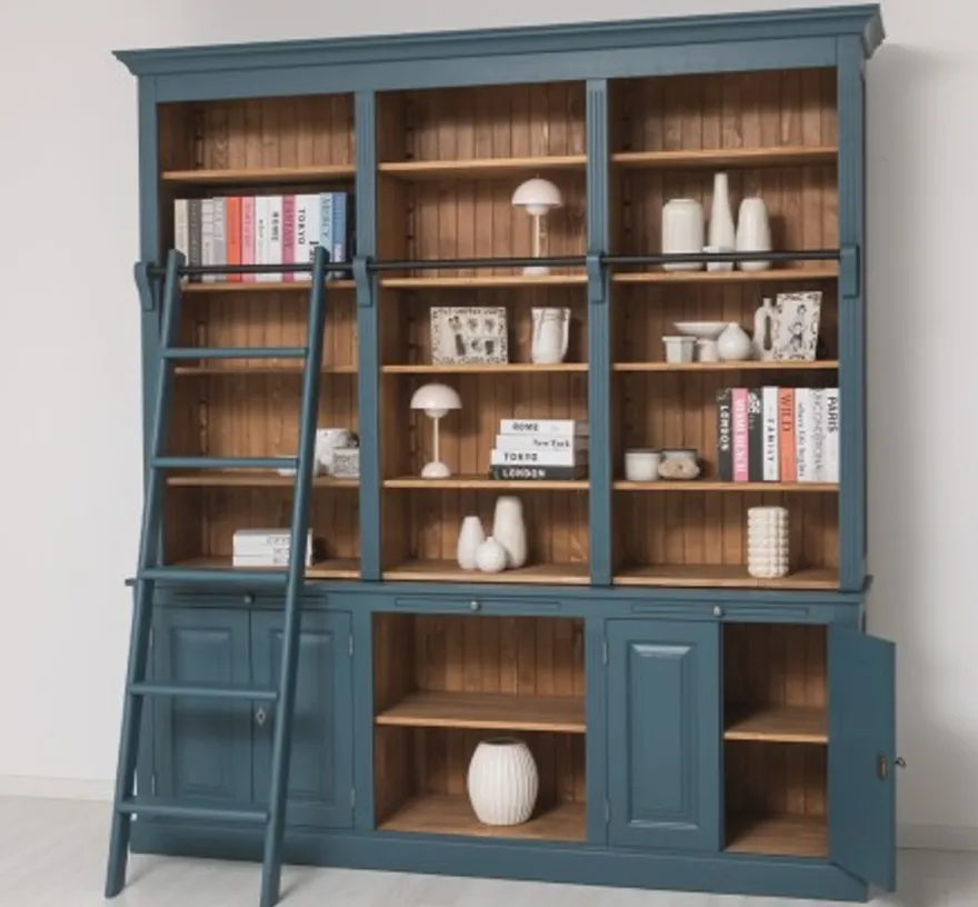 Casa Padrino Bücherregal im Landhausstil mit 4 Türen und 1 Ablage, 229 x 51 x 244 cm