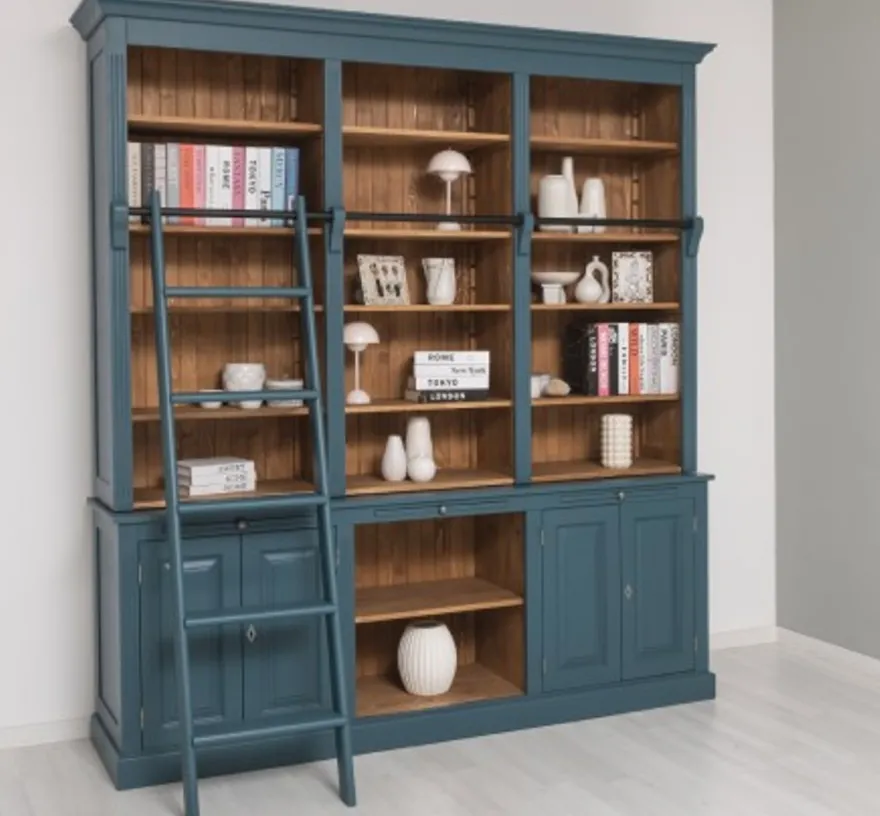 Casa Padrino Bücherregal im Landhausstil mit 4 Türen und 1 Ablage, 229 x 51 x 244 cm