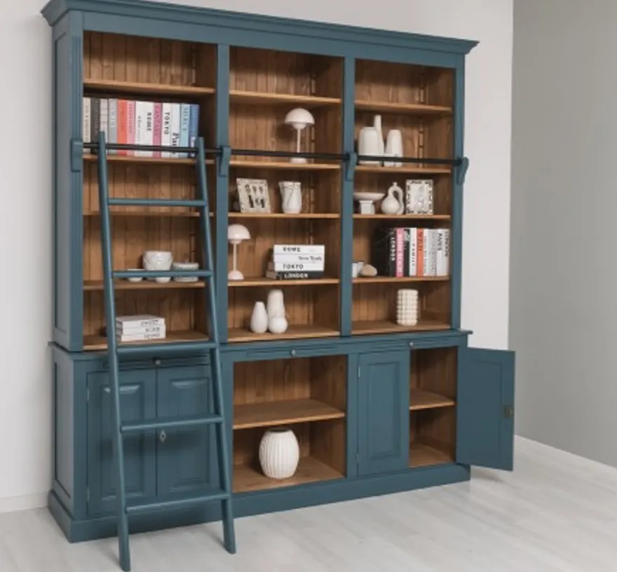 Casa Padrino Bücherregal im Landhausstil mit 4 Türen und 1 Ablage, 229 x 51 x 244 cm
