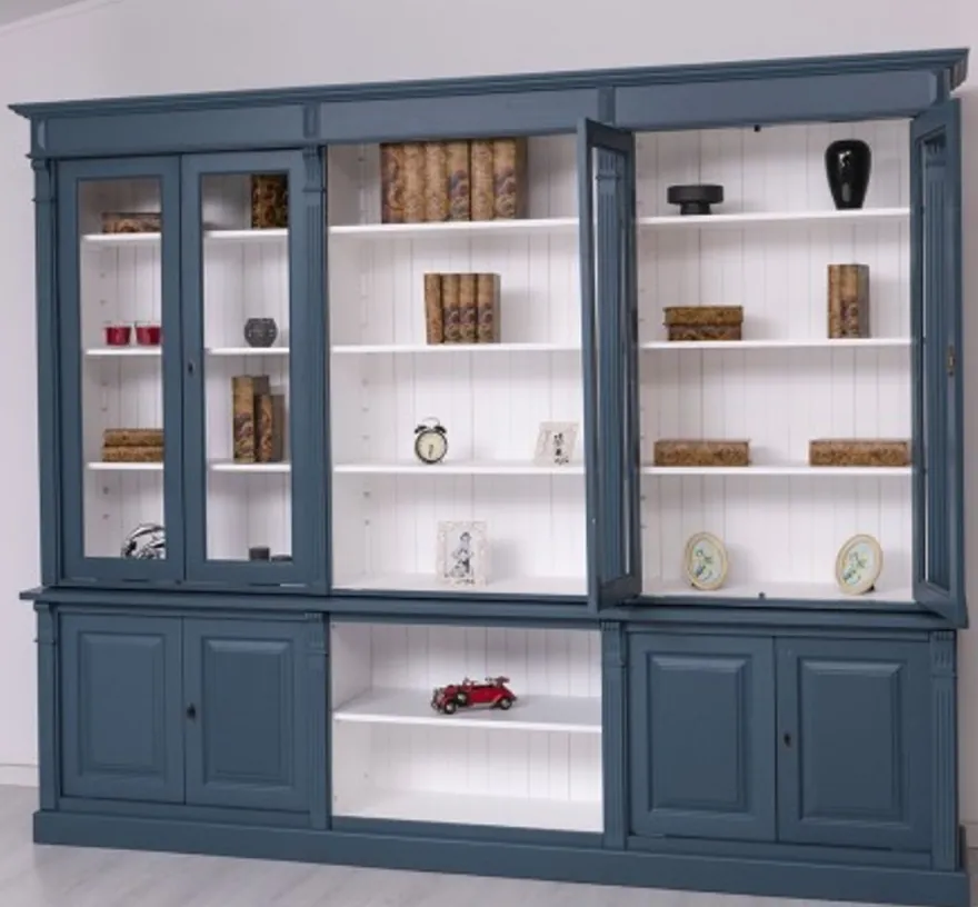 Casa Padrino Bücherregal im Landhausstil mit 4 Glastüren, 286 x 51 x 228 cm