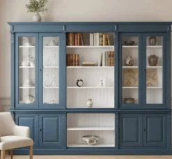 Casa Padrino Bücherregal im Landhausstil mit 4 Glastüren, 286 x 51 x 228 cm