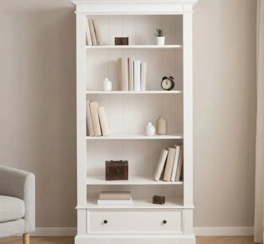 Casa Padrino Bücherregal im Landhausstil mit 1 Schublade, 100 x 32 x 195 cm