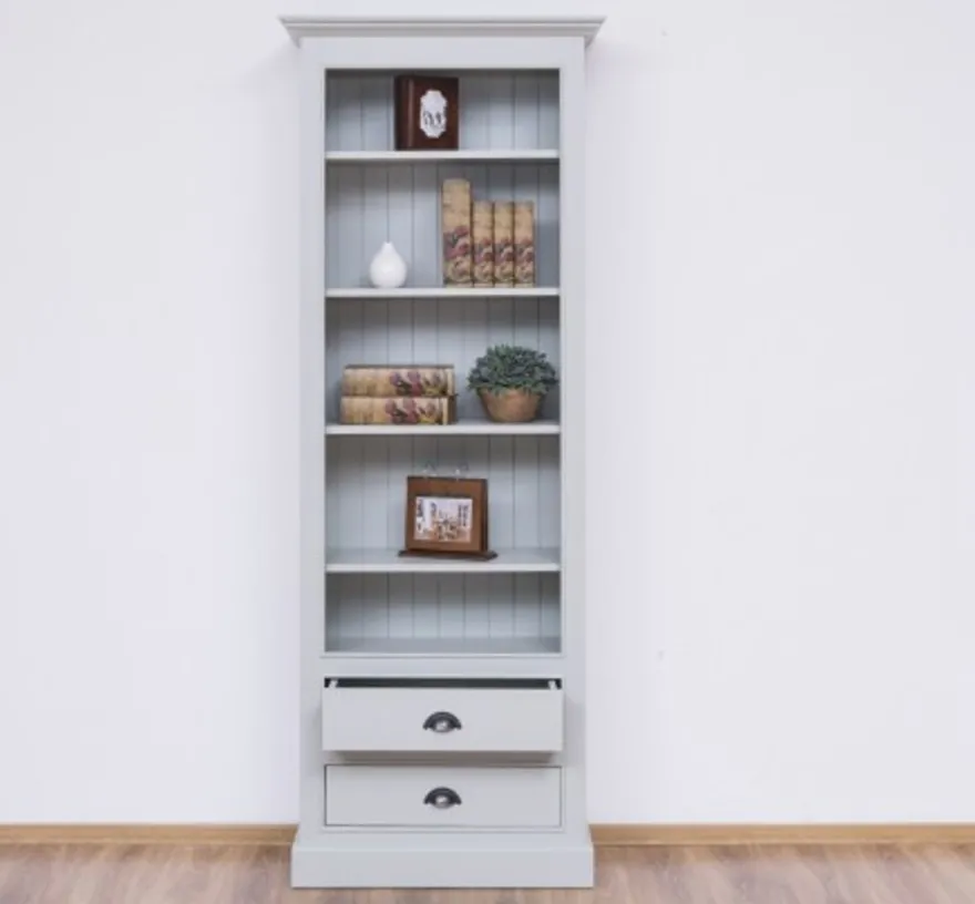 Casa Padrino Bücherregal im Landhausstil mit 2 Schubladen, 79 x 39 x 210 cm
