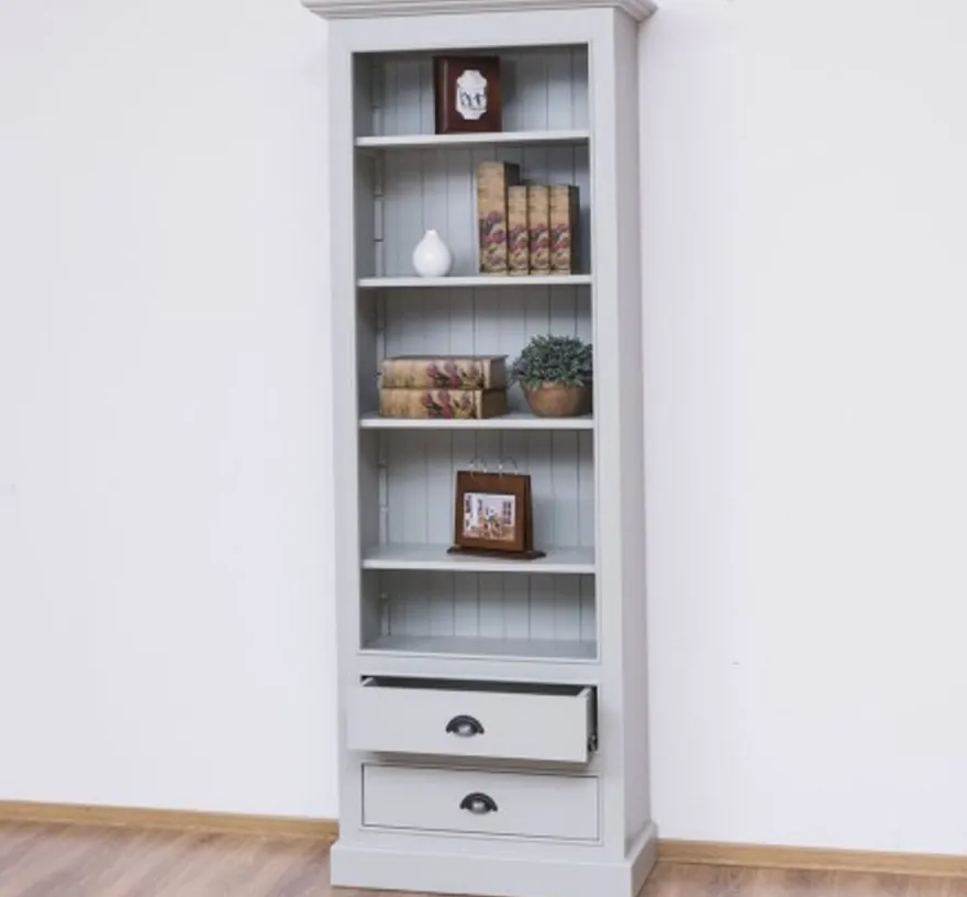 Casa Padrino Bücherregal im Landhausstil mit 2 Schubladen, 79 x 39 x 210 cm
