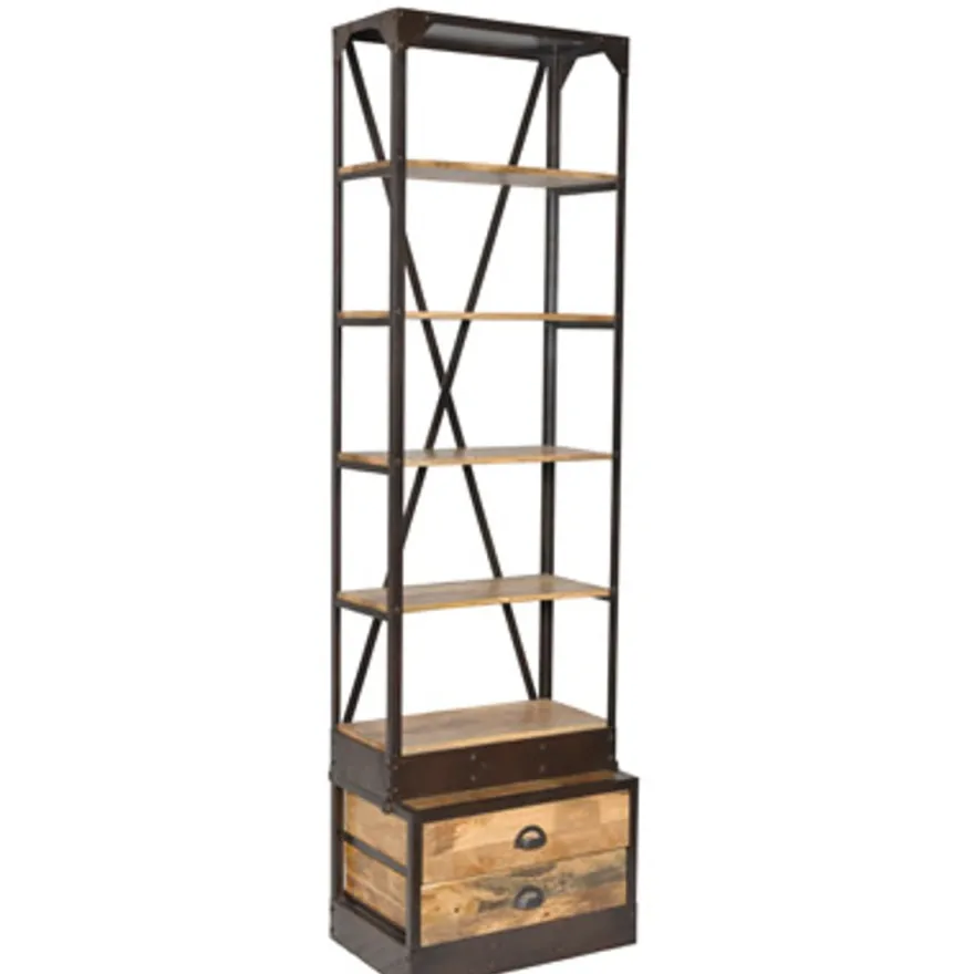 Casa Padrino Bücherregal Natur Antik-Look 60 x 40 x H.210 cm - Regalschrank, Bücherschrank