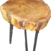 Casa Padrino Beistelltisch aus Akazien Holz und Eisen 33 - 45 cm - Rustikaler Industrial Hocker