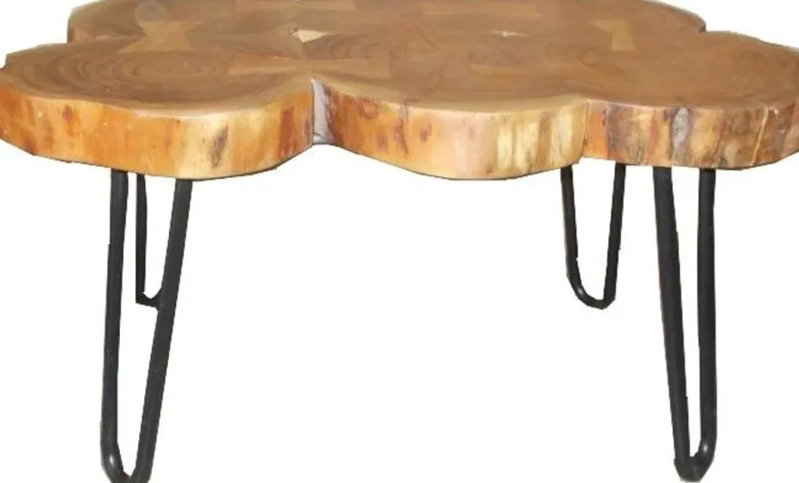 Casa Padrino Beistelltisch Baumstamm Akazien Holz und Eisen Industrial Design 80 - 115 cm