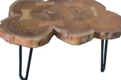 Casa Padrino Beistelltisch Baumstamm Akazien Holz und Eisen Industrial Design 80 - 115 cm