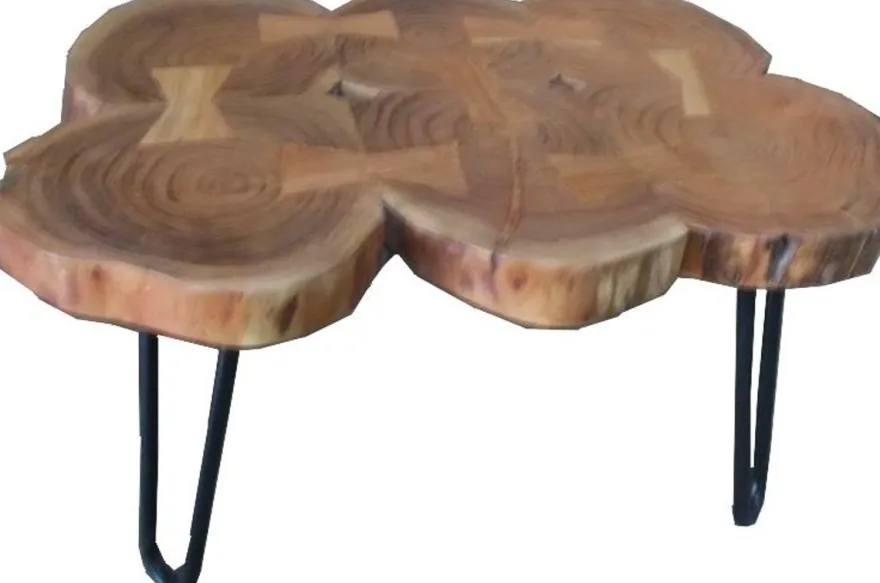 Casa Padrino Beistelltisch Baumstamm Akazien Holz und Eisen Industrial Design 80 - 115 cm