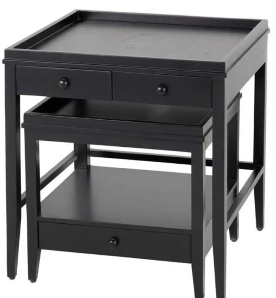 Casa Padrino Beistelltisch 2er Set schwarz - Luxus Möbel