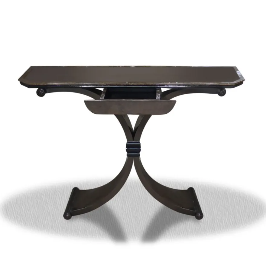 Casa Padrino Beistelltisch mit Schublade Schwarz 100 x 35 x H. 85 cm - Luxus Konsole im modernen Design