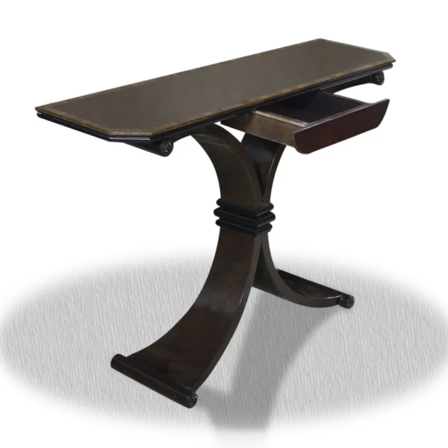 Casa Padrino Beistelltisch mit Schublade Schwarz 100 x 35 x H. 85 cm - Luxus Konsole im modernen Design