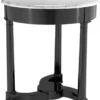 Casa Padrino Beistelltisch schwarz mit weißer Marmorplatte 66 x H. 71,5 cm - Luxus Kollektion